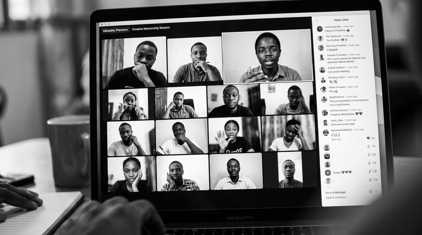 Valuedity Premium mentorship session on a video call